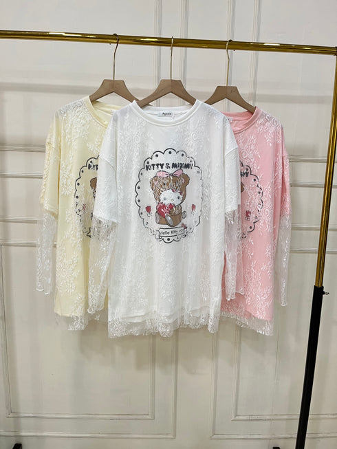 Women High Fashion Lacey Oversize T-Shirts